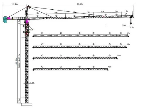 Frame Crane 6t Jib Length 50m Hammerhead Tower Crane